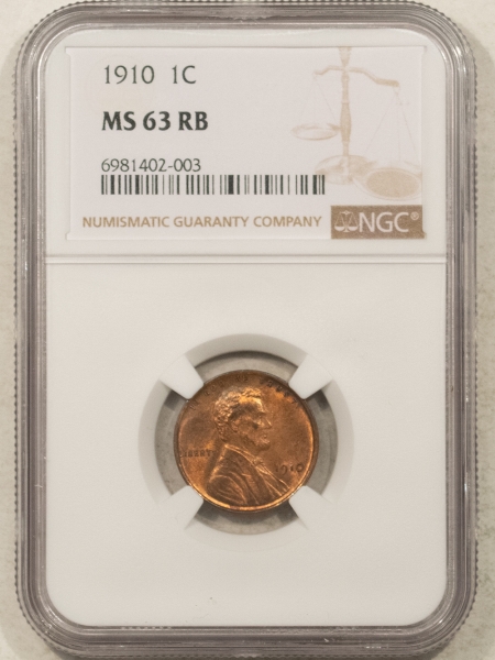 Lincoln Cents (Wheat) 1910 LINCOLN CENT – NGC MS-63 RB