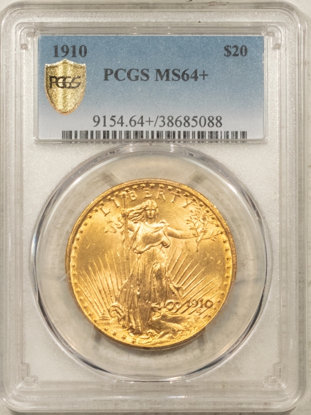 $20 1910 $20 ST GAUDENS GOLD DOUBLE EAGLE – PCGS MS-64+ FRESH & LOOKS GEM, #38685088