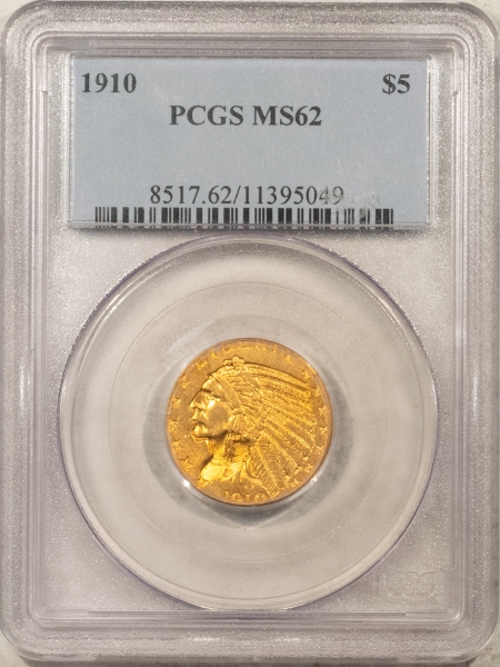 $5 1910 $5 INDIAN GOLD HALF EAGLE – PCGS MS-62