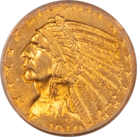 $5 1910 $5 INDIAN GOLD HALF EAGLE – PCGS MS-62