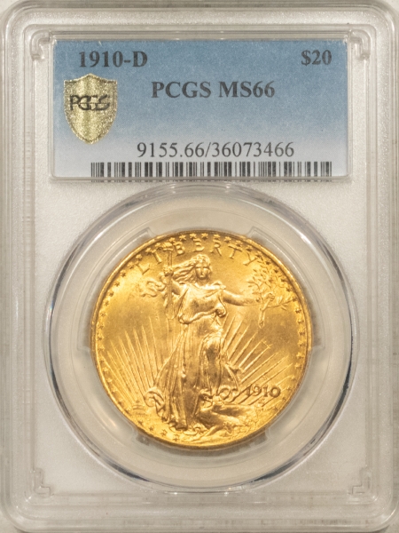 $20 1910-D $20 ST GAUDENS GOLD DOUBLE EAGLE – PCGS MS-66, #36073466