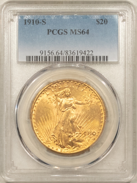 $20 1910-S $20 ST GAUDENS GOLD DOUBLE EAGLE – PCGS MS-64, #83619422