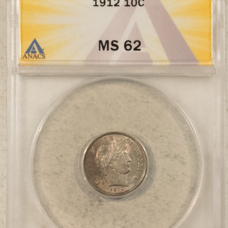 Barber Dimes 1912 BARBER DIME – ANACS MS-62