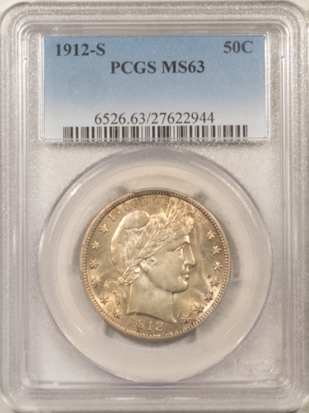 Barber Halves 1912-S BARBER HALF DOLLAR – PCGS MS-63, CHOICE!