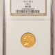 $2.50 1915 $2.50 INDIAN GOLD GSA HOARD NGC AU-58, GSA ON LABEL