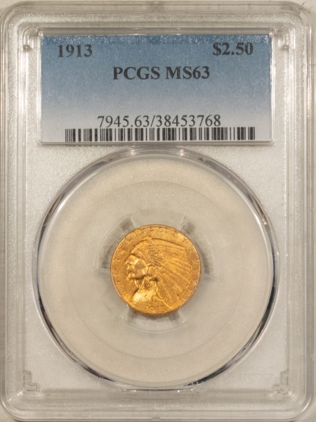 $2.50 1913 $2.50 INDIAN GOLD QUARTER EAGLE – PCGS MS-63, #38453768