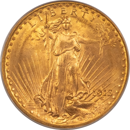 $20 1913-D $20 ST GAUDENS GOLD DOUBLE EAGLE – PCGS MS-63, CHOICE