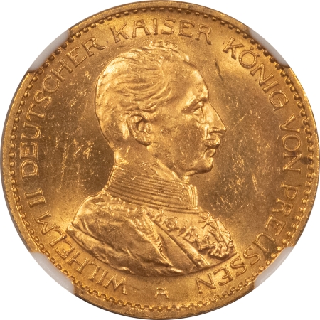 New Certified Coins 1914-A GERMANY GOLD 20 MARKS, PRUSSIA, KM-537 – NGC MS-64, NEAR GEM!