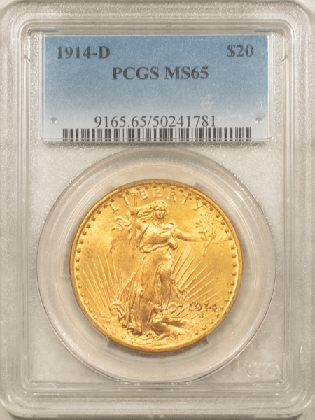 $20 1914-D $20 ST GAUDENS GOLD DOUBLE EAGLE – PCGS MS-65 PRETTY GEM, #50241781