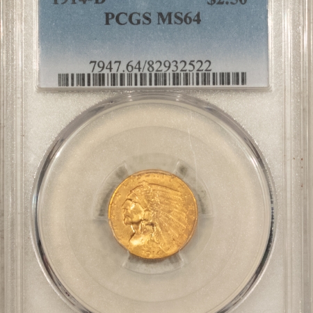 New Store Items 1914-D $2.50 INDIAN GOLD QUARTER EAGLE – PCGS MS-64, TOUGH DATE, #82932522