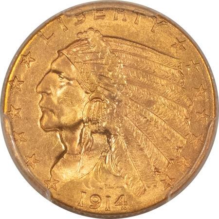 $2.50 1914-D $2.50 INDIAN GOLD QUARTER EAGLE – PCGS MS-64, TOUGH DATE, #82932522