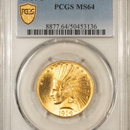 $10 1914-S $10 INDIAN GOLD EAGLE-PCGS MS-64, BLAZING LUSTER, PREMIUM QUALITY, TOUGH!