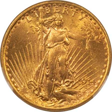 $20 1914-S $20 ST GAUDENS GOLD DOUBLE EAGLE – CACG MS-61, FLASHY & LUSTROUS