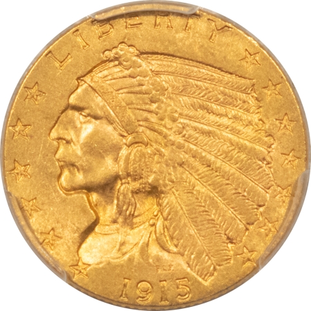 $2.50 1915 $2.50 INDIAN GOLD QUARTER EAGLE – PCGS MS-63, CHOICE, BETTER DATE!