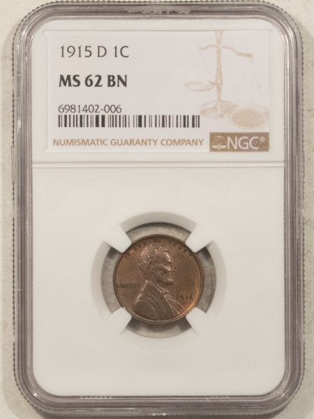 Lincoln Cents (Wheat) 1915-D LINCOLN CENT – NGC MS-62 BN