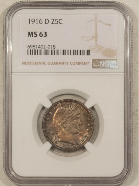 Barber Quarters 1916-D BARBER QUARTER – NGC MS-63, PRETTY ORIGNAL & PQ!