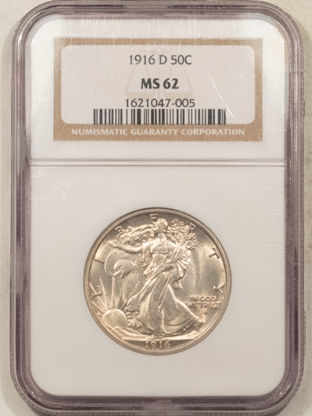 New Certified Coins 1916-D WALKING LIBERTY HALF DOLLAR – NGC MS-62, LOOKS CHOICE & PREMIUM QUALITY!