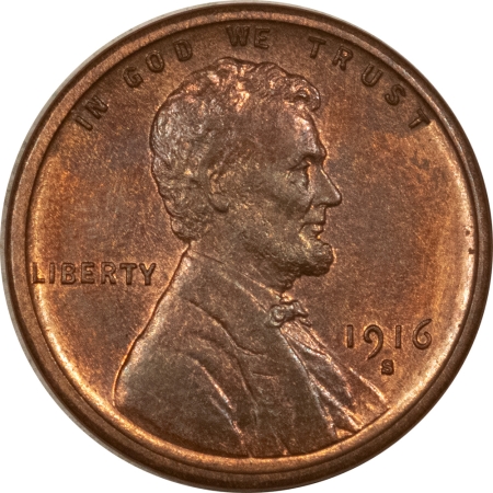 Lincoln Cents (Wheat) 1916-S LINCOLN CENT – UNCIRCULATED RED-BROWN!