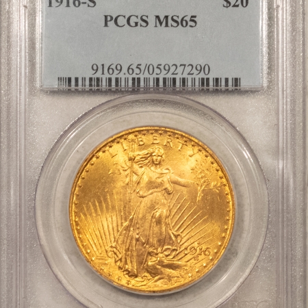 New Store Items 1916-S $20 ST GAUDENS GOLD DOUBLE EAGLE – PCGS MS-65, GEM! POPULAR DATE!