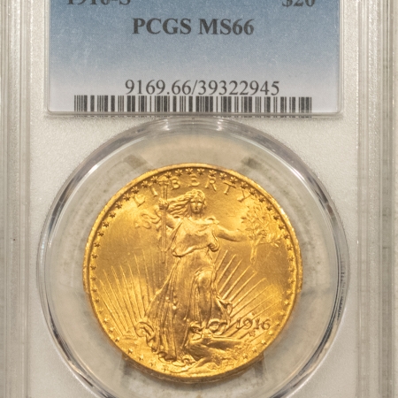 $20 1916-S $20 ST GAUDENS GOLD DOUBLE EAGLE – PCGS MS-66, #39322945