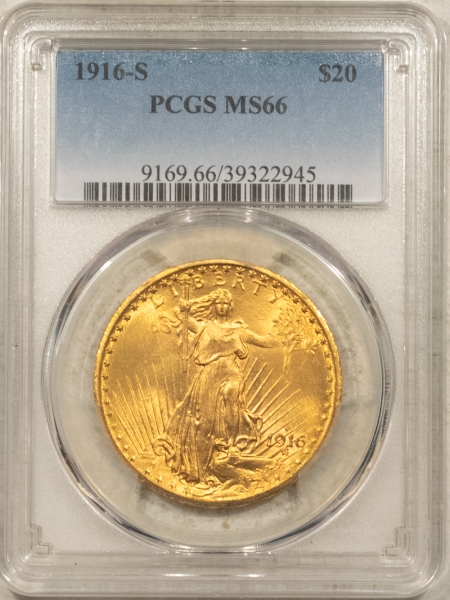 $20 1916-S $20 ST GAUDENS GOLD DOUBLE EAGLE – PCGS MS-66, #39322945