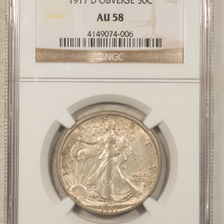 New Certified Coins 1917-D OBVERSE WALKING LIBERTY HALF DOLLAR – NGC AU-58, NICE & ORIGINAL!