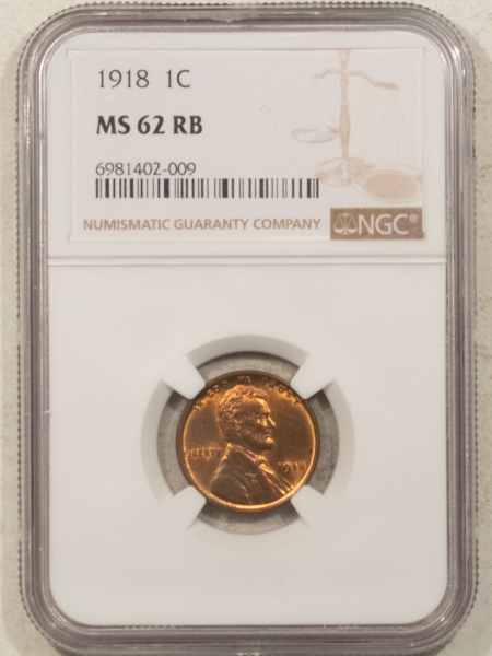 Lincoln Cents (Wheat) 1918 LINCOLN CENT – NGC MS-62 RB