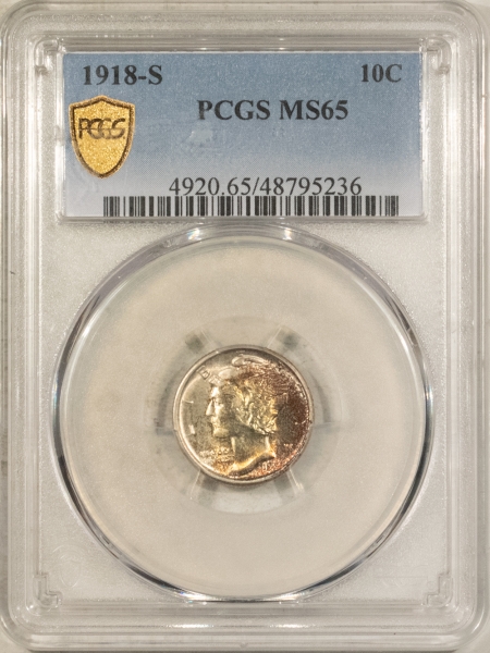 Mercury Dimes 1918-S MERCURY DIME – PCGS MS-65, FRESH & PRETTY GEM!