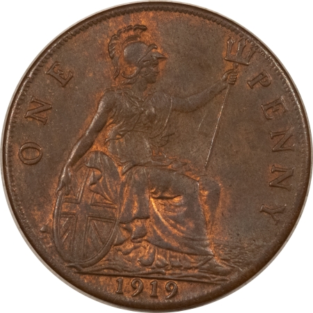 New Store Items 1919 GREAT BRITAIN GEORGE V ONE PENNY, KM# 810 – ORIGINAL BU W/ RED SHOWING!