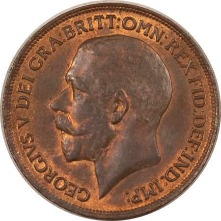 New Store Items 1919 GREAT BRITAIN GEORGE V ONE PENNY, KM# 810 – ORIGINAL BU W/ RED SHOWING!