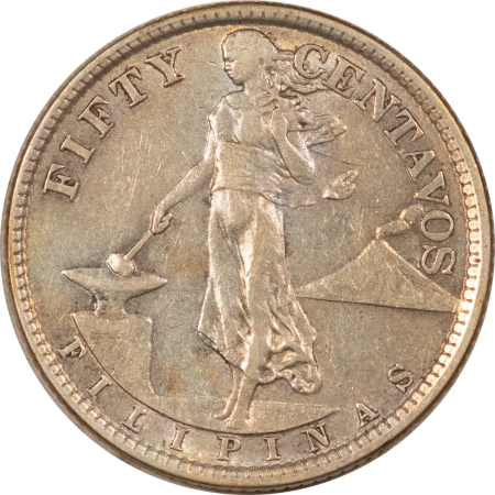 New Store Items 1921 U.S. PHILIPPINES 50 CENTAVOS SILVER, KM-171, HIGH GRADE EXAMPLE