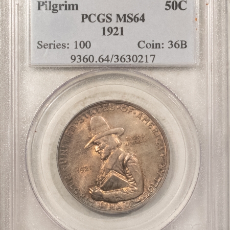 New Certified Coins 1921 PILGRIM COMMEMORATIVE HALF DOLLAR – PCGS MS-64, ORIGINAL!