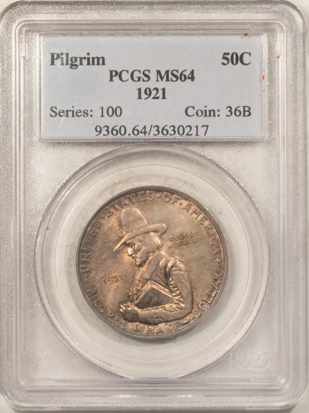 New Certified Coins 1921 PILGRIM COMMEMORATIVE HALF DOLLAR – PCGS MS-64, ORIGINAL!