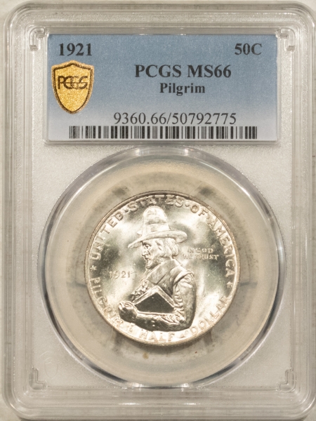 New Certified Coins 1921 PILGRIM COMMEM HALF DOLLAR – PCGS MS-66, BLAZING WHITE, GREAT LUSTER, PQ!