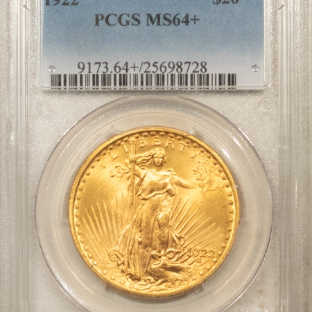 $20 1922 $20 ST GAUDENS GOLD DOUBLE EAGLE – PCGS MS-64+, PREMIUM QUALITY! #25698728