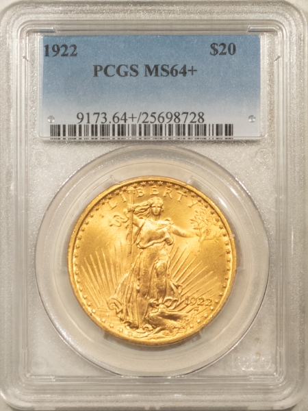 $20 1922 $20 ST GAUDENS GOLD DOUBLE EAGLE – PCGS MS-64+, PREMIUM QUALITY! #25698728