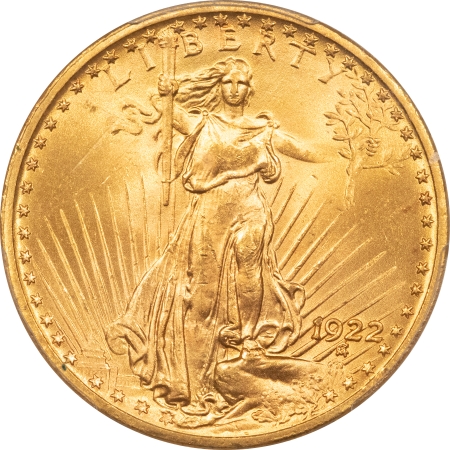 $20 1922 $20 ST GAUDENS GOLD DOUBLE EAGLE – PCGS MS-64+, PREMIUM QUALITY! #25698728