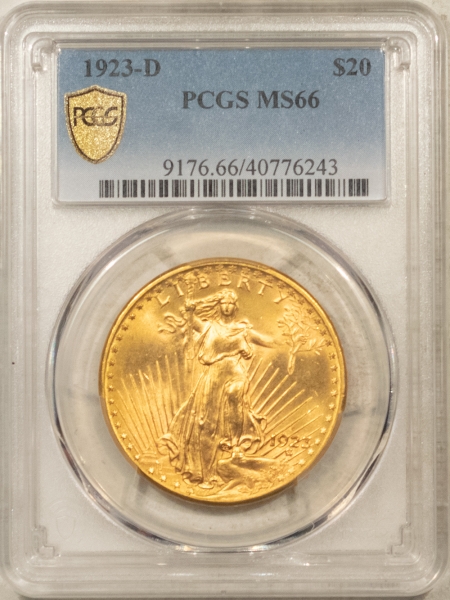 $20 1923-D $20 ST GAUDENS GOLD DOUBLE EAGLE – PCGS MS-66, BOOMING LUSTER! #40776243