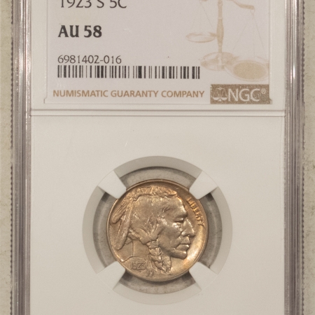 Buffalo Nickels 1923-S BUFFALO NICKEL – NGC AU-58, PRETTY! LOOKS CHOICE, PREMIUM QUALITY!