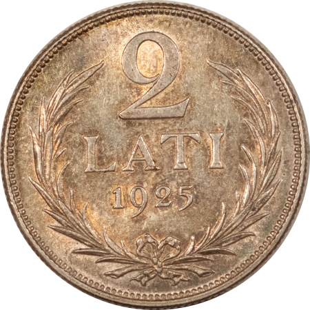 New Store Items 1925 LATVIA 2 LATI SILVER, KM#8 – PRETTY BRILLIANT UNCIRCULATED