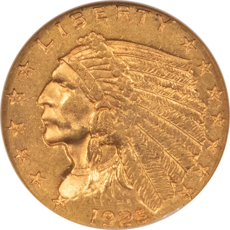 $2.50 1925-D $2.50 INDIAN GOLD GSA HOARD NGC AU-58, GSA ON LABEL