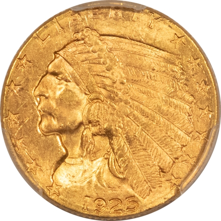 $2.50 1925-D $2.50 INDIAN GOLD – PCGS MS-64 CAC, LUSTROUS & PQ!