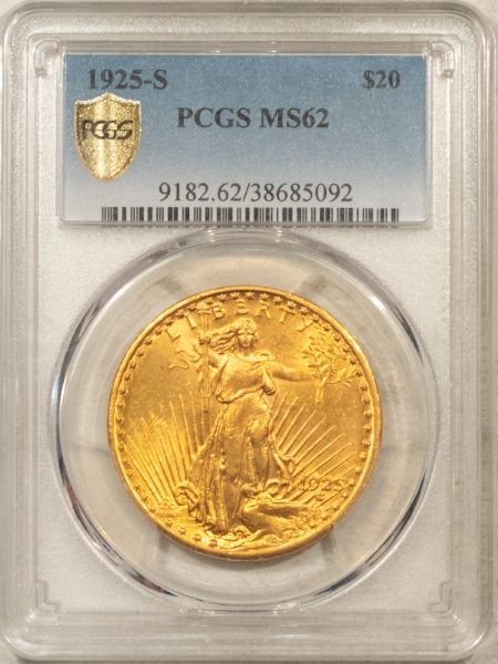 $20 1925-S $20 ST GAUDENS GOLD DOUBLE EAGLE – PCGS MS-62, KEY-DATE! #38685092