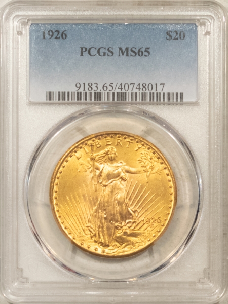 $20 1926 $20 ST GAUDENS GOLD DOUBLE EAGLE – PCGS MS-65, GEM, #40748017