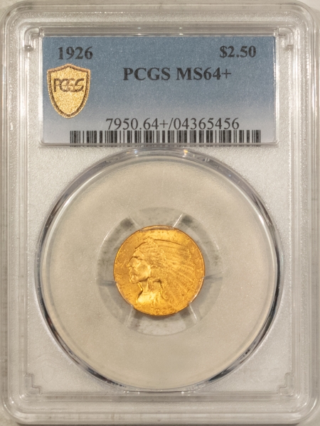 $2.50 1926 $2.50 INDIAN GOLD QUARTER EAGLE – PCGS MS-64+, #04365456