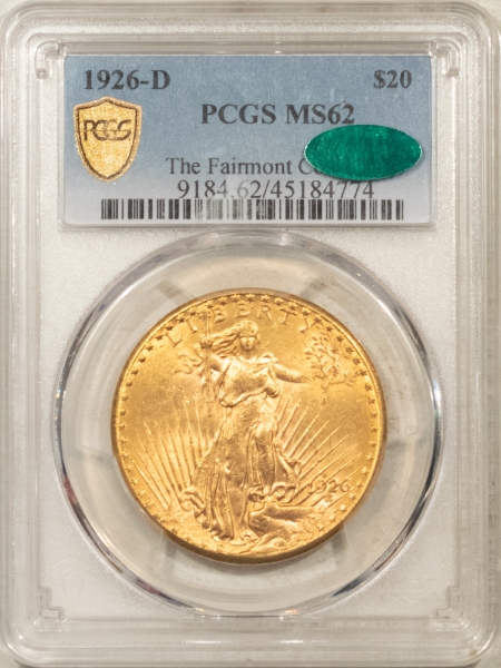 $20 1926-D $20 ST GAUDENS GOLD DOUBLE EAGLE – PCGS MS-62, CAC APPROVED! #45184774