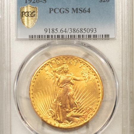 $20 1926-S $20 ST GAUDENS GOLD DBL EAGLE – PCGS MS-64, TOUGH GREAT LUSTER! #38685093