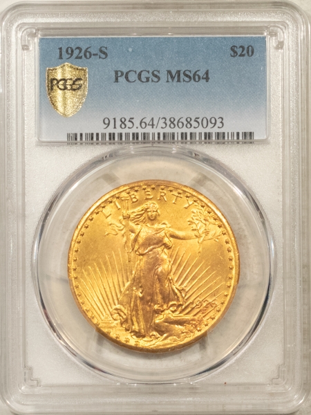 $20 1926-S $20 ST GAUDENS GOLD DBL EAGLE – PCGS MS-64, TOUGH GREAT LUSTER! #38685093