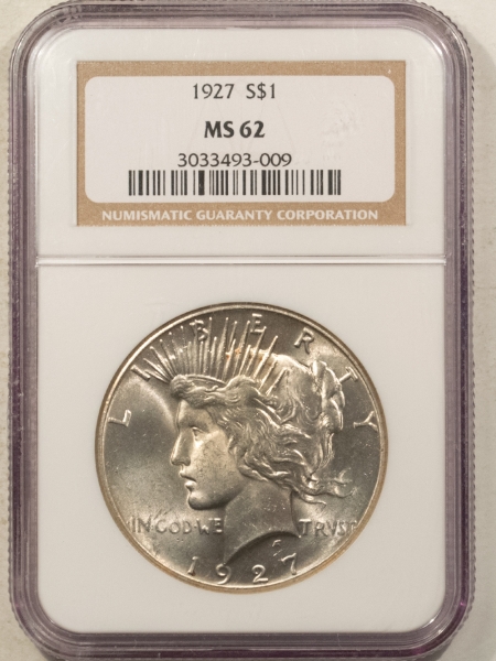 New Certified Coins 1927 $1 PEACE DOLLAR – NGC MS-62, LOOKS 63+ & PREMIUM QUALITY!