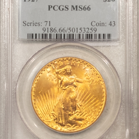 $20 1927 $20 ST GAUDENS GOLD DOUBLE EAGLE – PCGS MS-66, LUSTROUS! #50153259